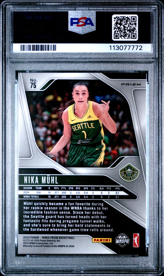 Graded 2024 Panini Prizm Nika Muhl #75 Ice Rookie RC Basketball Card PSA 10 Gem Mint