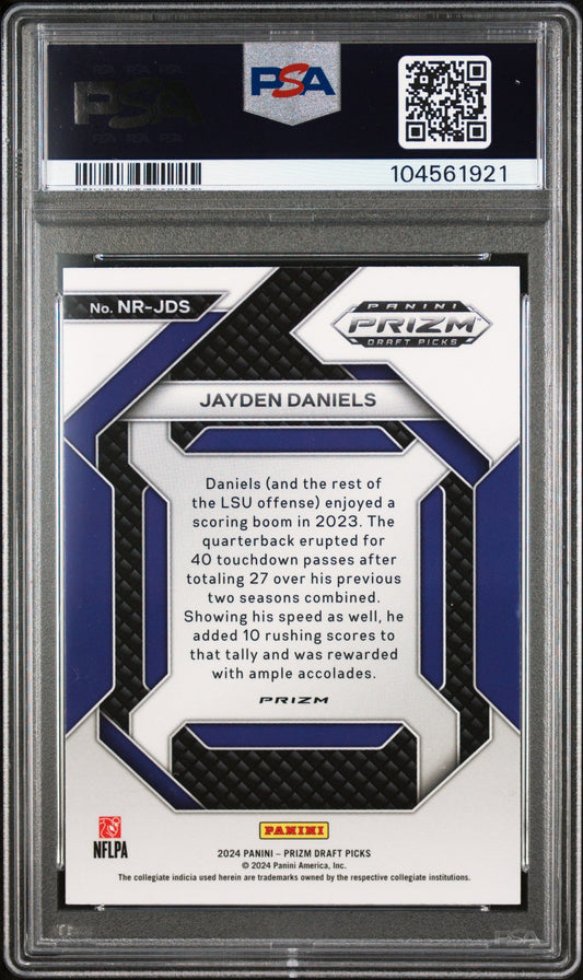Graded 2024 Panini Prizm Draft Picks Jayden Daniels #NRJDS New Recruits Red Ice Rookie RC Football Card PSA 10 Gem Mint