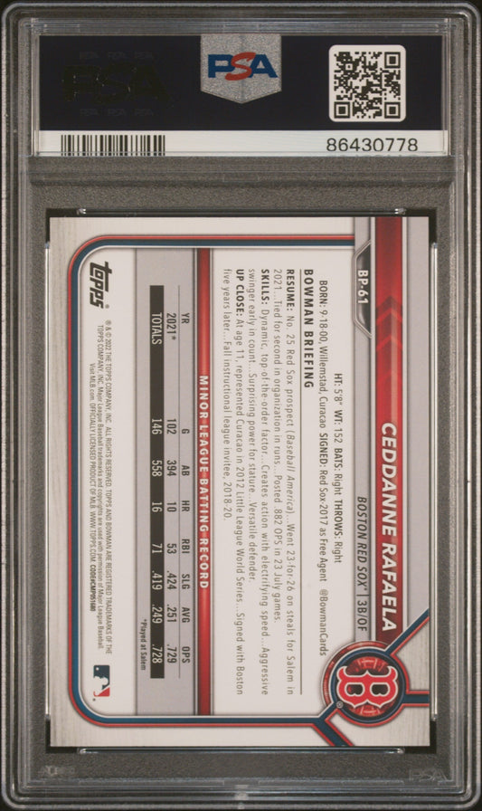 Graded 2022 Topps Bowman Ceddanne Rafaela #BP61 Paper Prospects Rookie RC Baseball Card PSA 10 Gem Mint