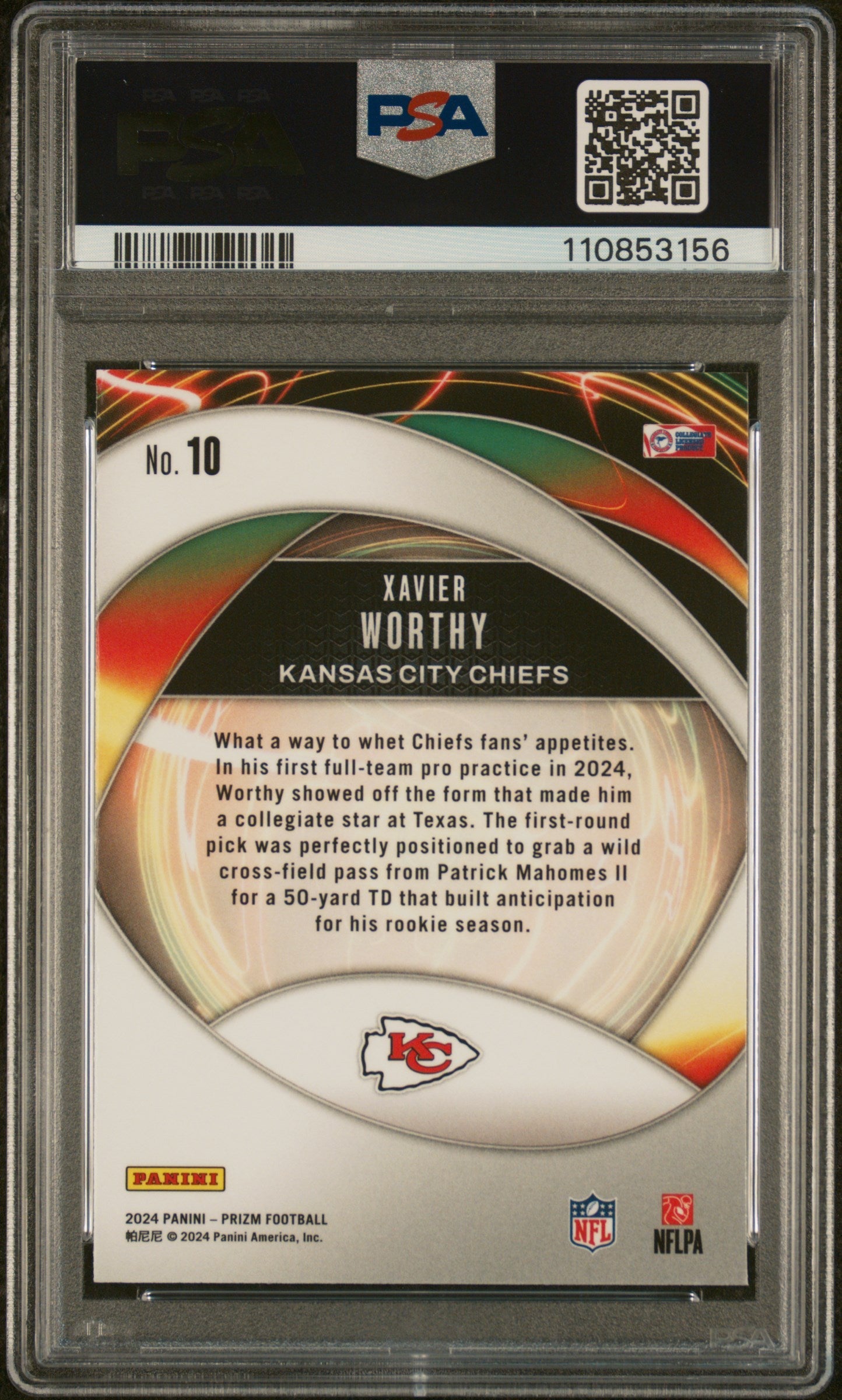 Graded 2024 Panini Prizm Xavier Worthy #10 Portals Rookie RC Football Card PSA 10 Gem Mint
