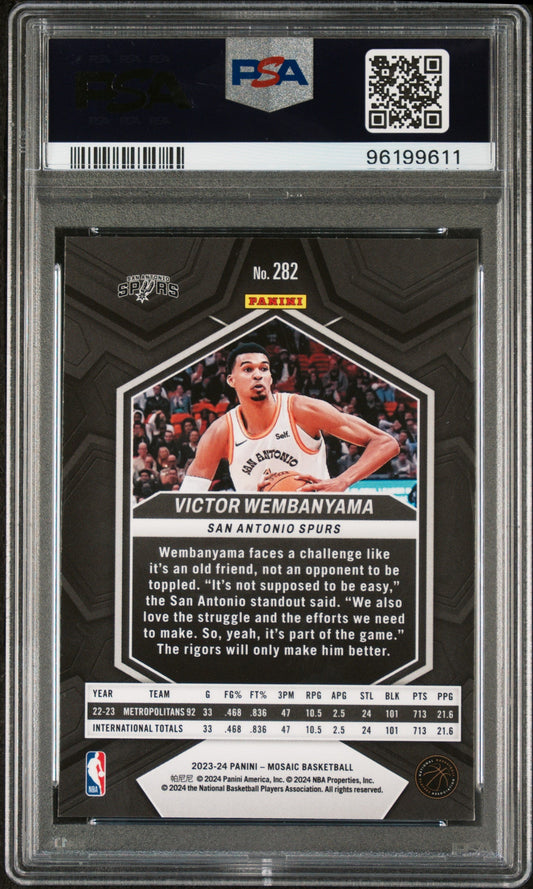 Graded 2023 Panini Mosaic Victor Wembanyama #282 Rookie RC Basketball Card PSA 10 Gem Mint