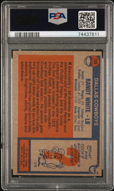 Graded 1976 Topps Randy White #158 Rookie RC Football Card PSA 5 Excellent