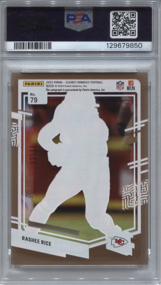 2023 Panini Clearly Donruss Rashee Rice Orange Rated Rookie Auto /75 #79 PSA 10