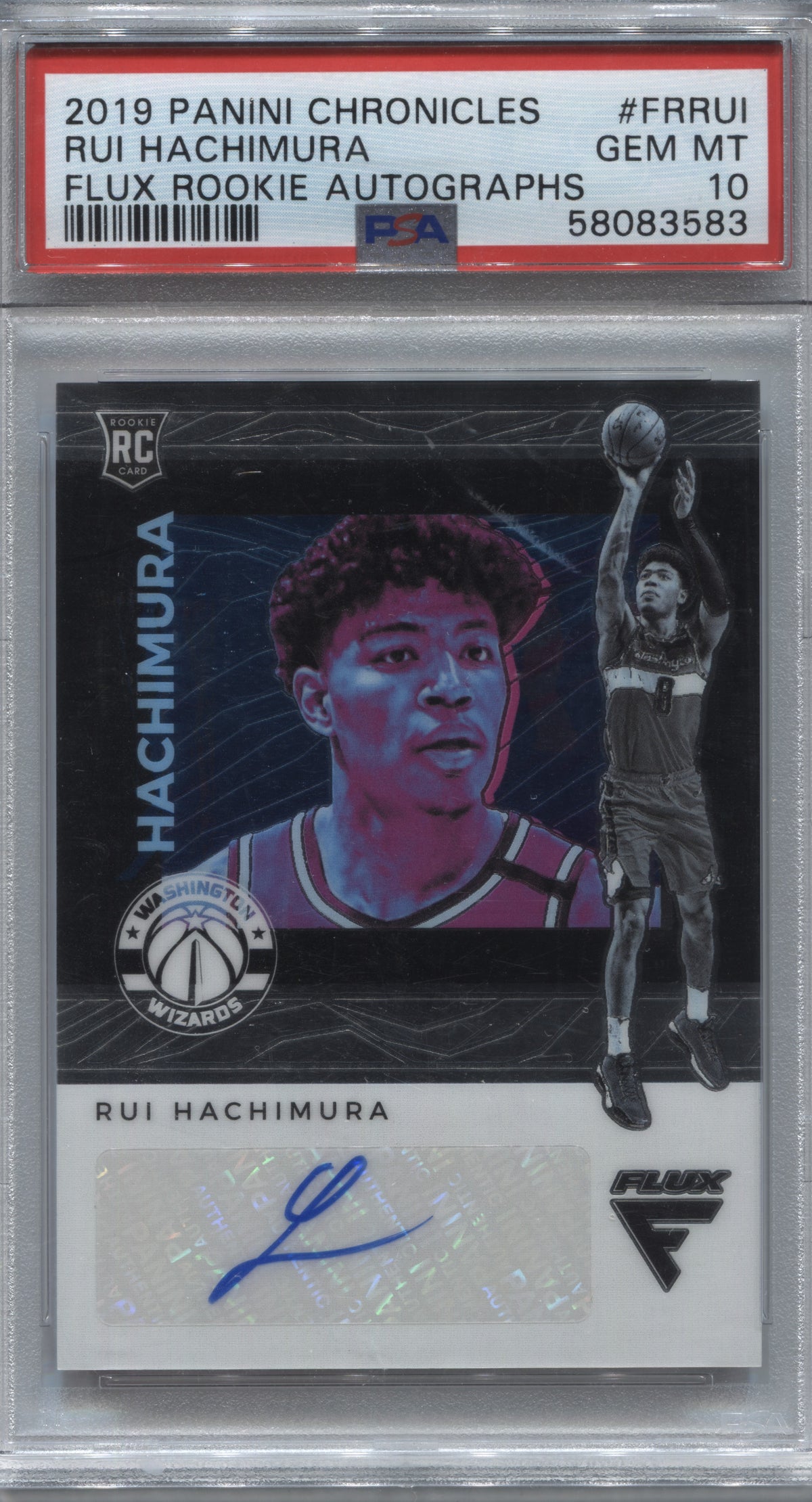 2019-20 Panini Chronicles Flux Rui Hachimura Rookie Auto /99 PSA 10 #FR-RUI
