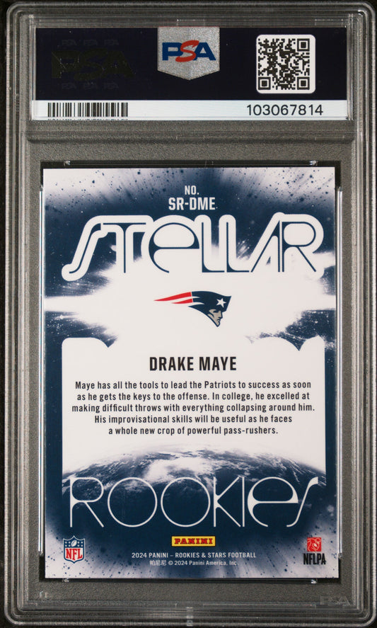 Graded 2024 Panini Rookies & Stars Drake Maye #SRDME Stellar Rookies Red Plaid Rookie RC Football Card PSA 10 Gem Mint
