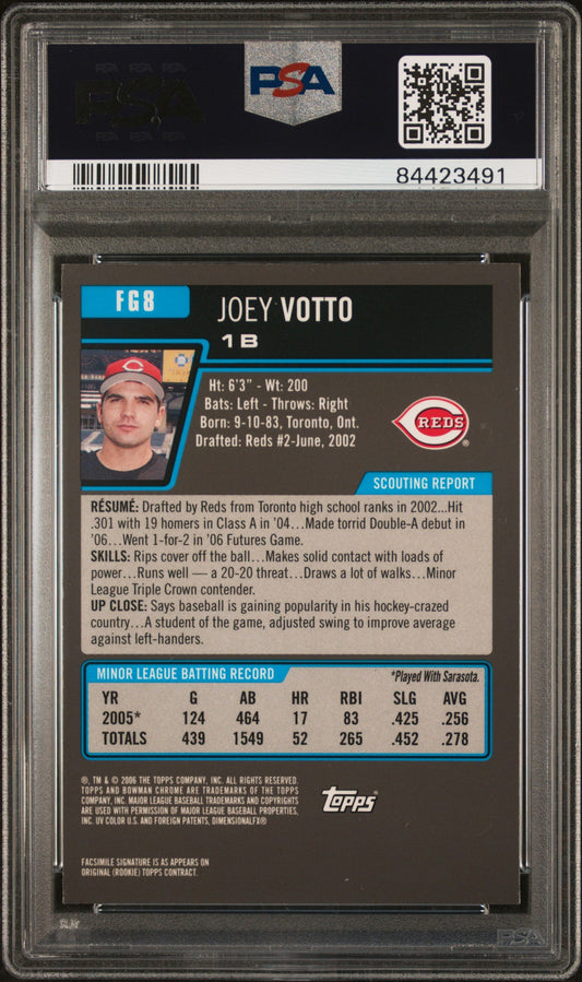 Graded 2006 Topps Bowman Chrome Joey Votto #FG8 Future Game Prospects Rookie RC Baseball Card PSA 10 Gem Mint