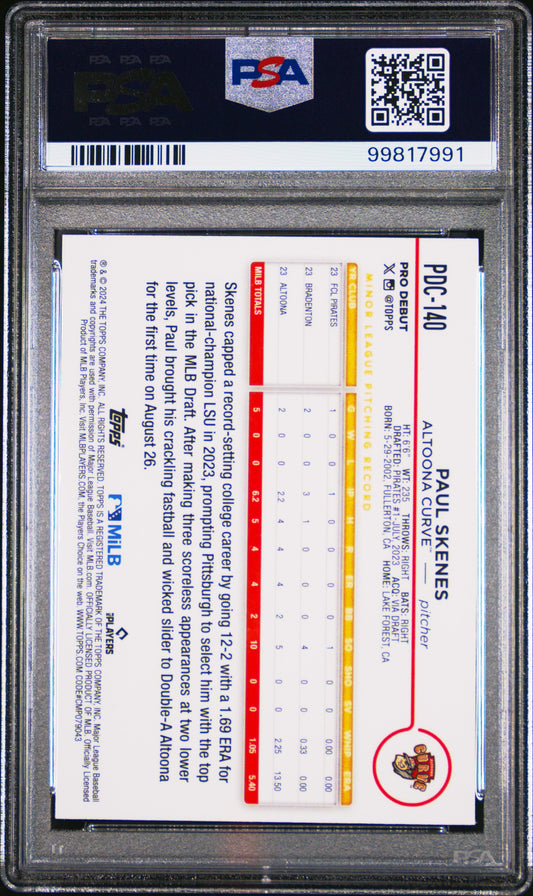 Graded 2024 Topps Pro Debut Paul Skenes #PDC140 Chrome Rookie RC Baseball Card PSA 10 Gem Mint