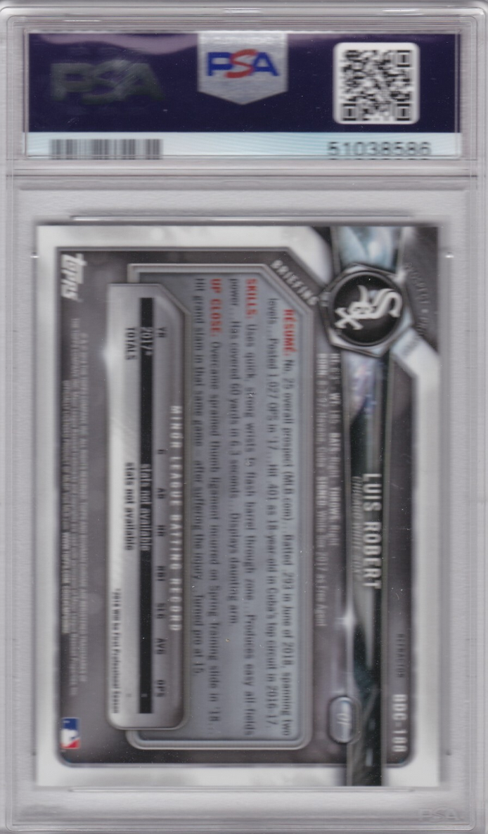 Graded 2018 Topps Bowman Draft Luis Robert #BDC188 Chrome Refractor Baseball Card PSA 10 Gem Mint