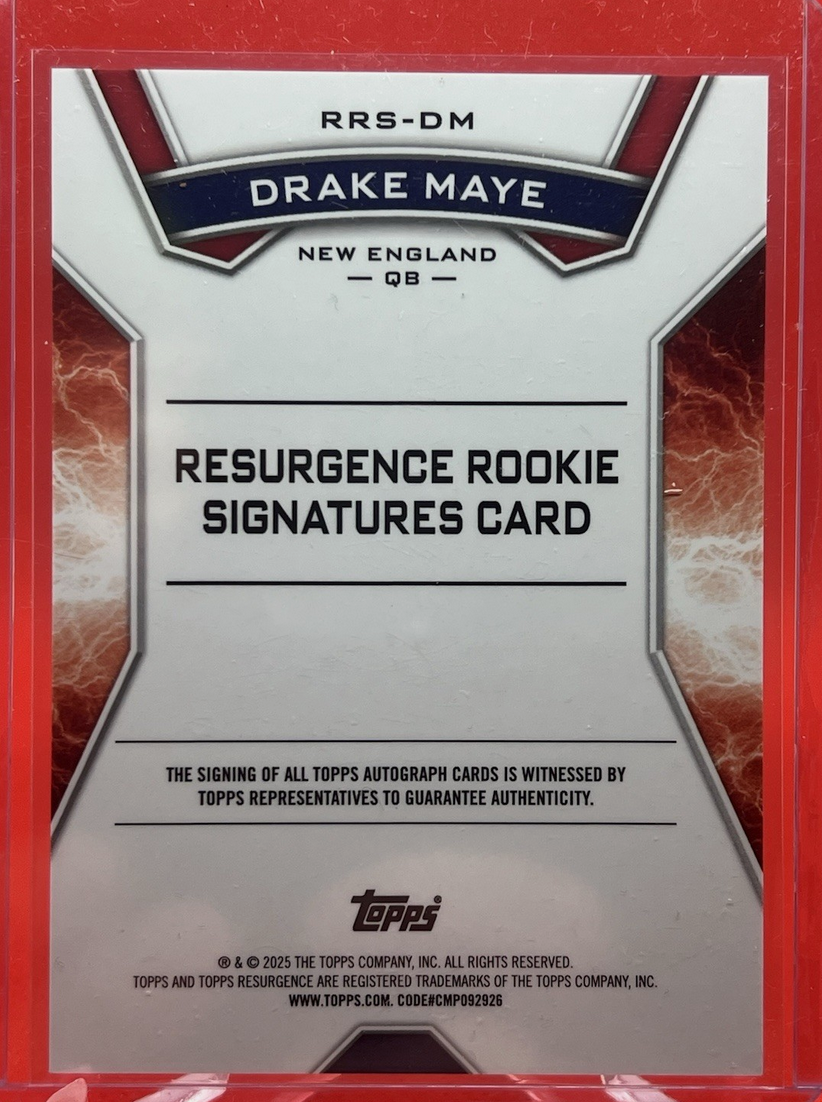 2024 Topps Resurgence Drake Maye #RRSDM Auto Rookie RC Football Card