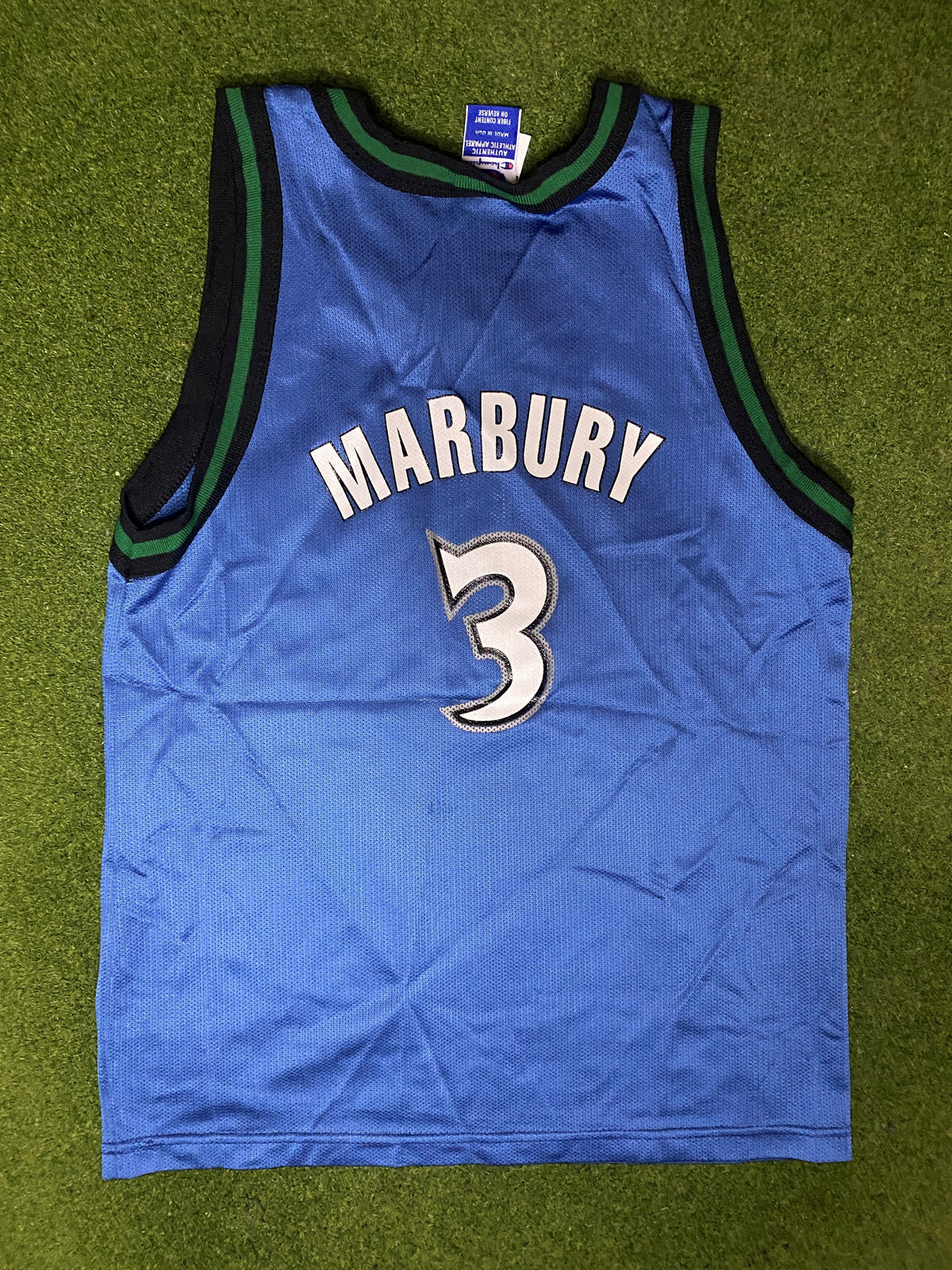 1996-1999 明尼苏达森林狼队 - 斯蒂芬·马布里 #3 - 复古 NBA 球衣 (青少年大码)