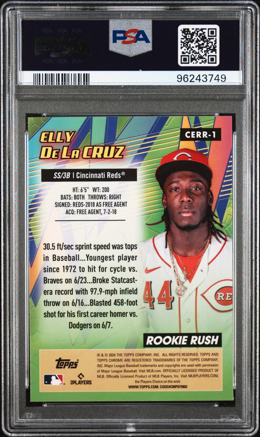 Graded 2024 Topps Chrome Elly De La Cruz #1 All Etch Rookie Rush Rookie RC Baseball Card PSA 10 Gem Mint