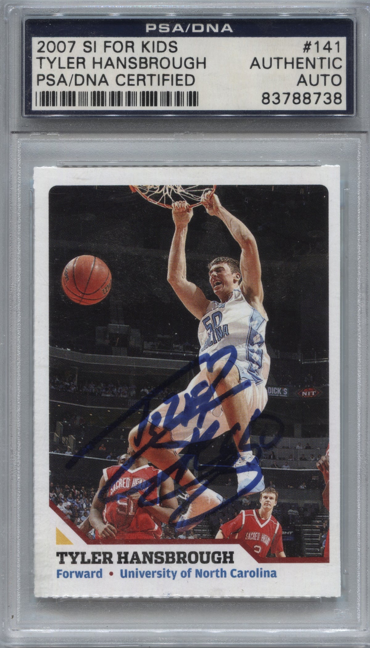 2007 SI for Kids Tyler Hansbrough #141 Signed Auto PSA/DNA UNC Tar Heels