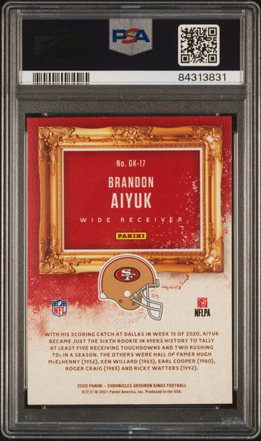 Graded 2020 Panini Chronicles Brandon Aiyuk #GK17 Gridiron Kings Rookie RC Football Card PSA 10 Gem Mint