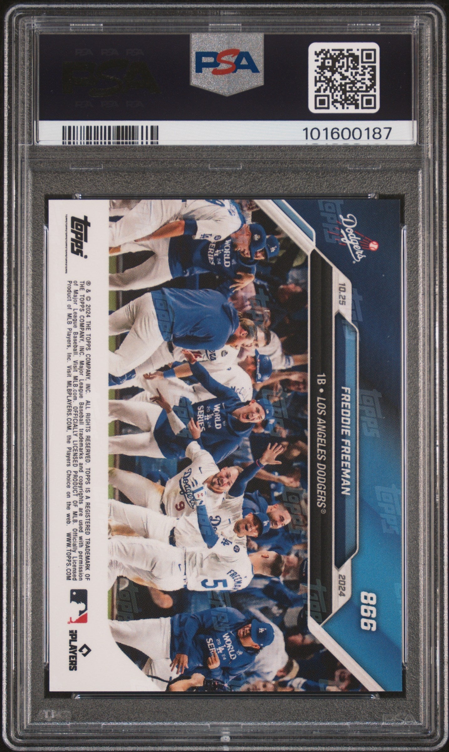 Graded 2024 Topps Now Freddie Freeman #866 Game 1 Walk Off Grand Slam Baseball Card PSA 10 Gem Mint