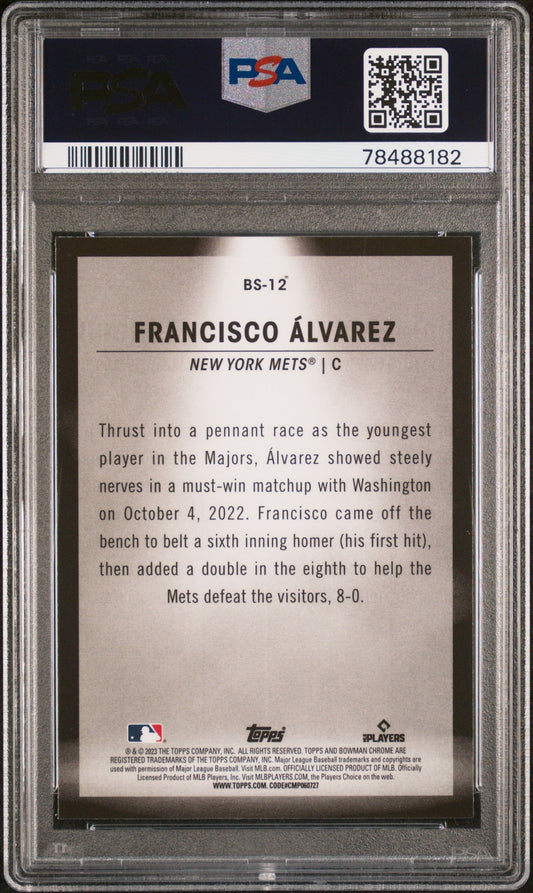 Graded 2023 Topps Bowman Francisco Alvarez #BS12 Spotlights Rookie RC Baseball Card PSA 10 Gem Mint