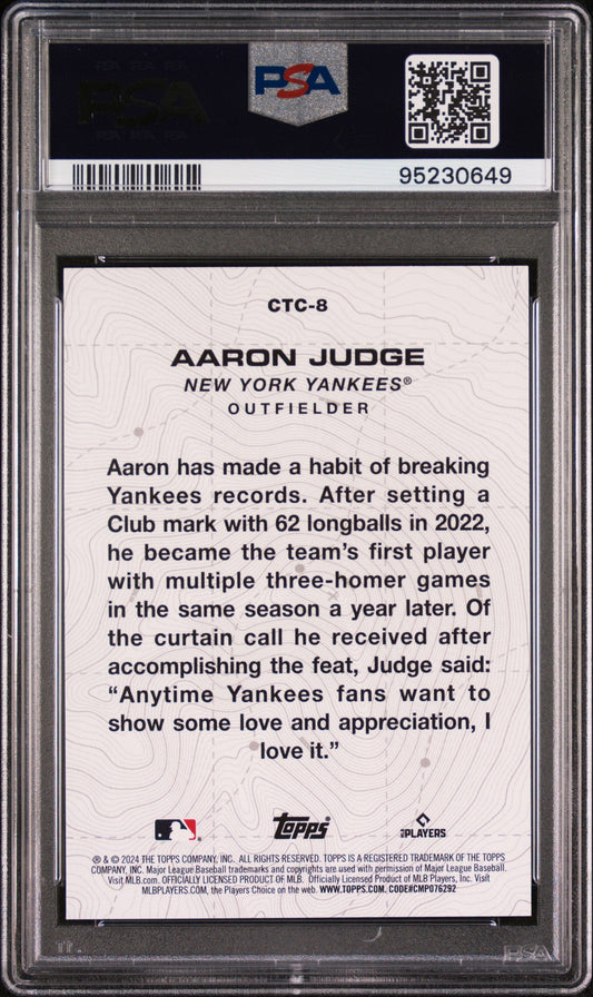 Graded 2024 Topps Aaron Judge #CTC8 City to City Blue Baseball Card PSA 10 Gem Mint