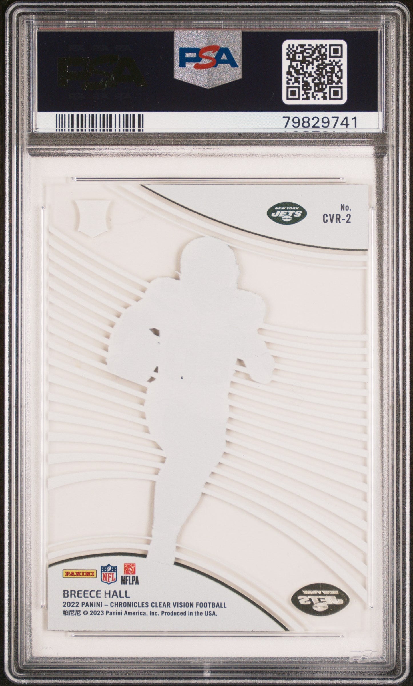 Graded 2022 Panini Chronicles Breece Hall #CVR2 Clear Vision Rookie RC Football Card PSA 10 Gem Mint