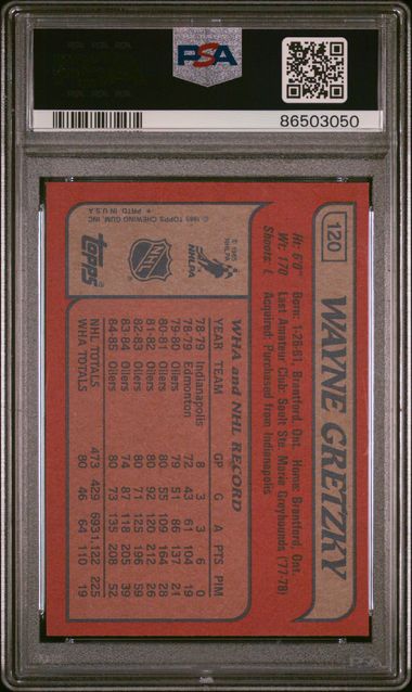 Graded 1985 Topps Wayne Gretzky #120 Hockey Card PSA 9 Mint