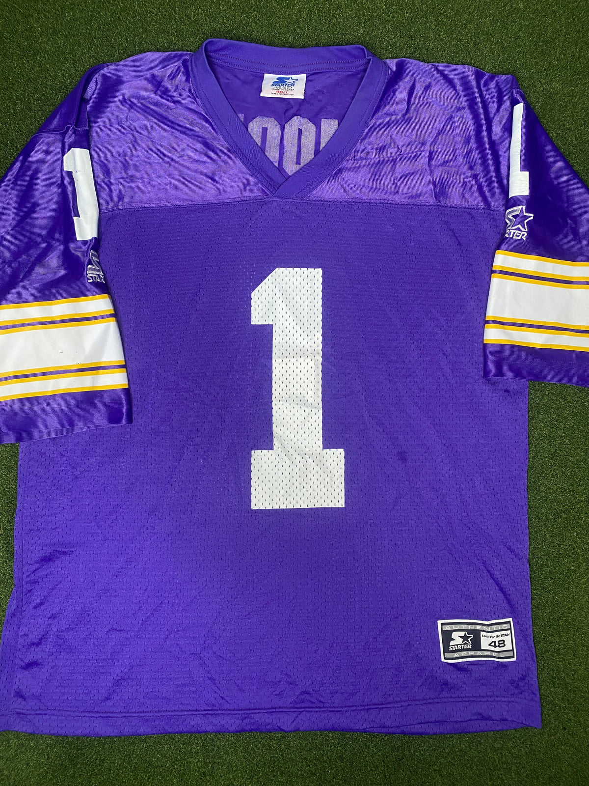 1994-1996 明尼苏达维京人 - 沃伦·穆恩 #1 - 复古款 NFL 球衣 (48)