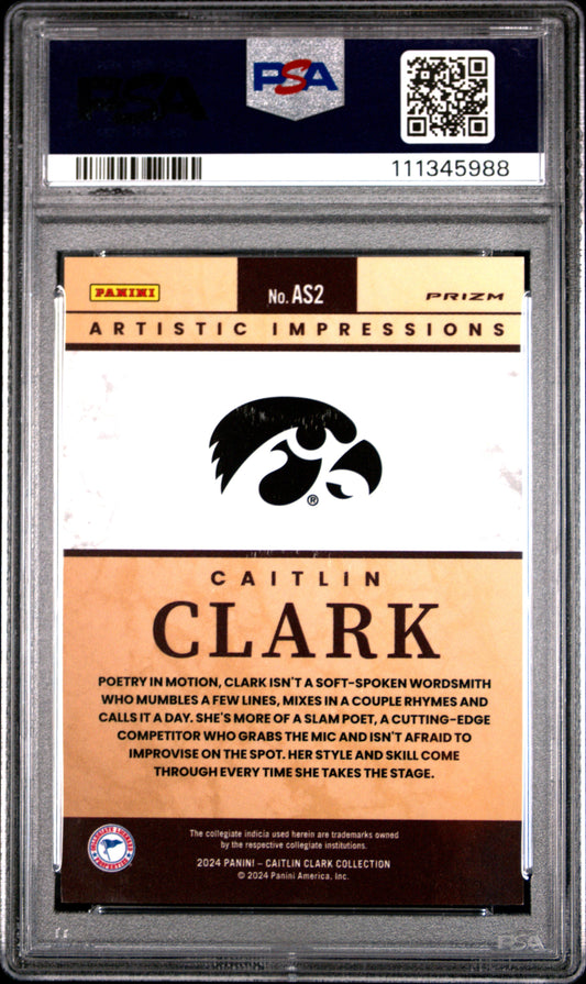 Graded 2024 Panini Caitlin Clark Collection Caitlin Clark #AS2 Artistic Selection Rookie RC Basketball Card PSA 10 Gem Mint