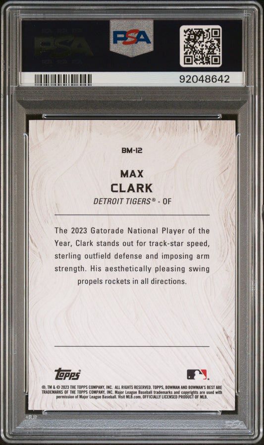 Graded 2023 Topps Bowmans Best Max Clark #BM12 Masterpieces Rookie RC Baseball Card PSA 10 Gem Mint