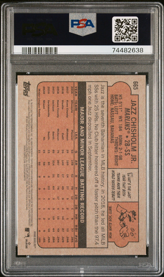 Graded 2021 Topps Heritage Jazz Chisholm #665 Rookie RC Baseball Card PSA 10 Gem Mint