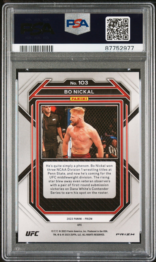 Graded 2023 Panini Prizm UFC Bo Nickal #103 Ice Rookie RC UFC MMA Card PSA 10 Gem Mint