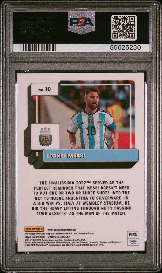 Graded 2022 Panini Donruss FIFA Lionel Messi #10 Optic Soccer Card PSA 10
