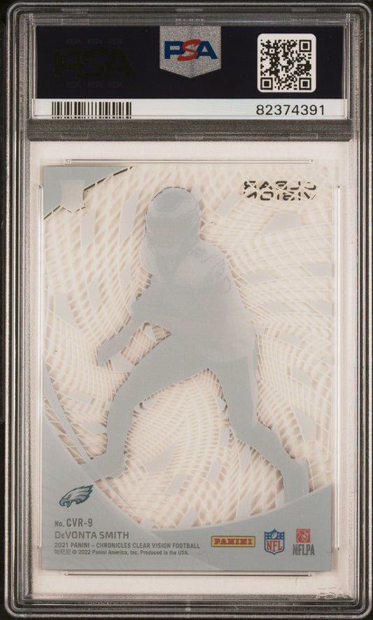 Graded 2021 Panini Chronicles DeVonta Smith #CVR9 Clear Vision Rookies Rookie RC Football Card PSA 10 Gem Mint
