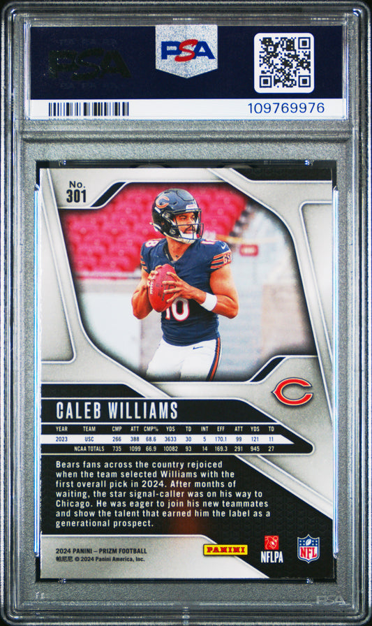 Graded 2024 Panini Prizm Caleb Williams #301 Rookie RC Football Card PSA 10 Gem Mint