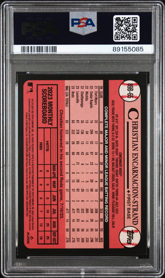 Graded 2024 Topps Christian Encarnacion-Strand #89B65 1989 Topps Rookie RC Baseball Card PSA 9 Mint