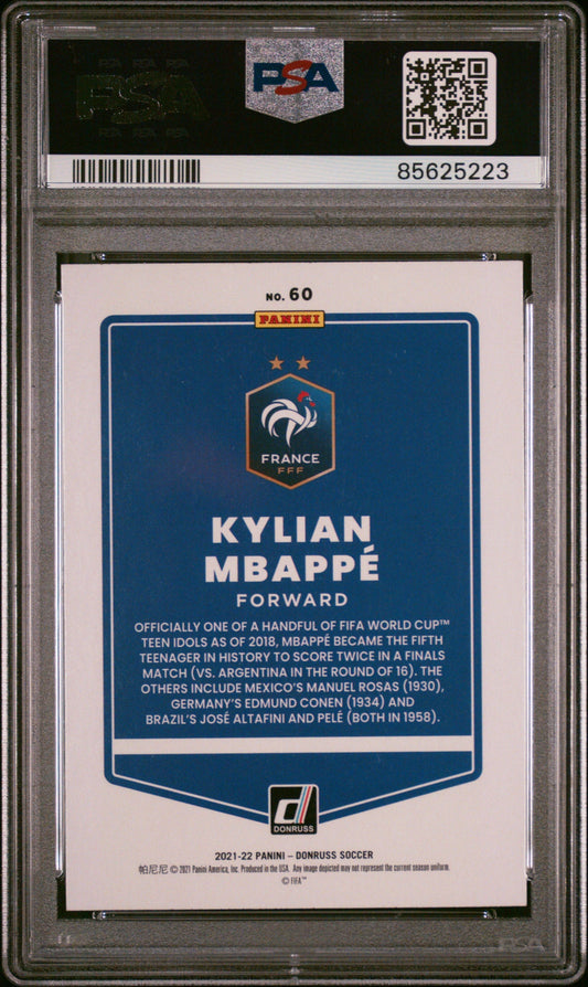 Graded 2021-22 Panini Donruss Road to Qatar Kylian Mbappe #60 Soccer Card PSA 10 Gem Mint