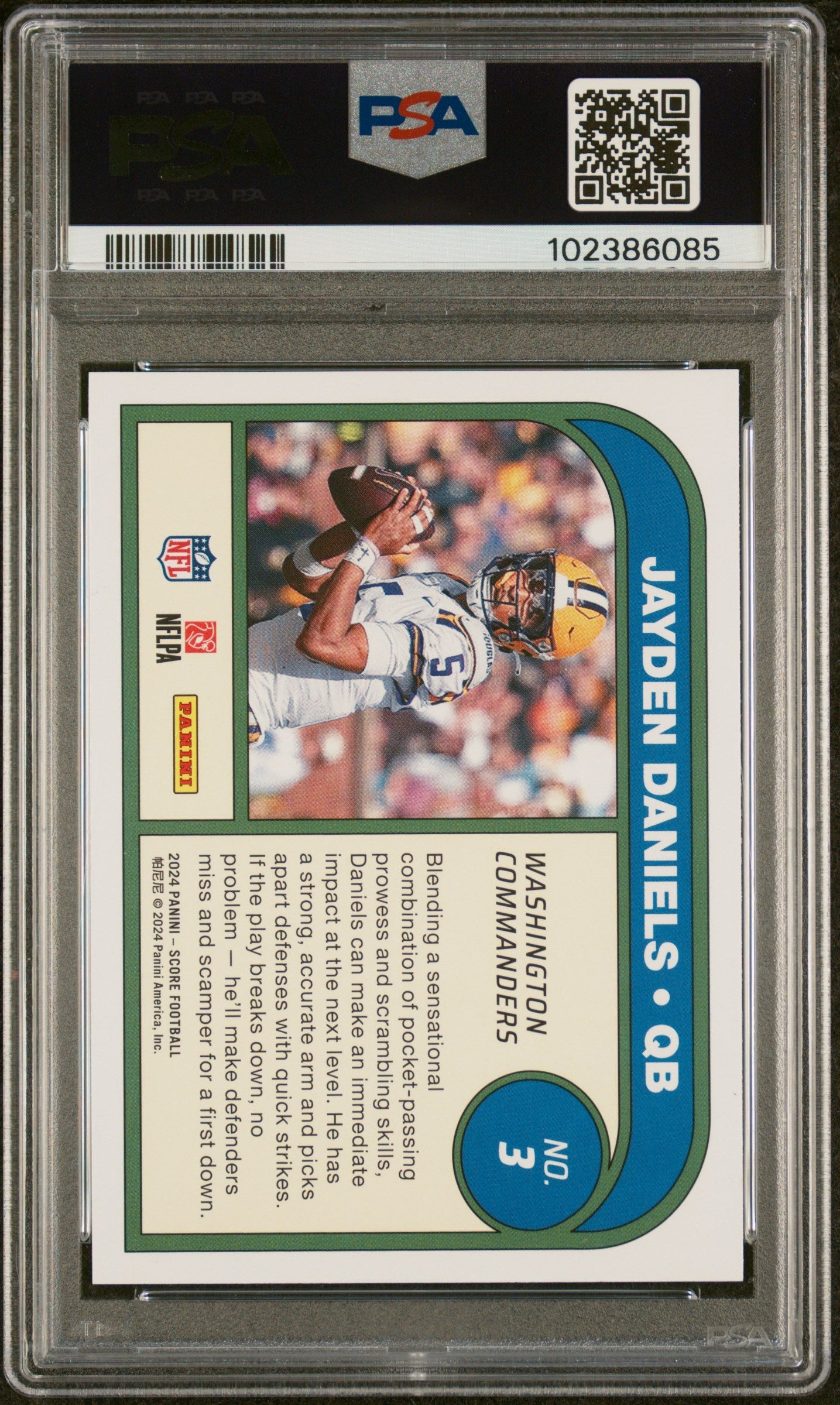 Graded 2024 Panini Score Jayden Daniels #3 Protential Rookie RC Football Card PSA 10 Gem Mint
