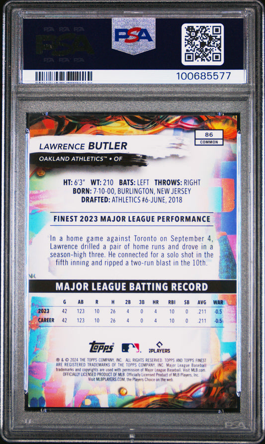 Graded 2024 Topps Finest Lawrence Butler #86 Purple Refractor #/250 Rookie RC Baseball Card PSA 10 Gem Mint