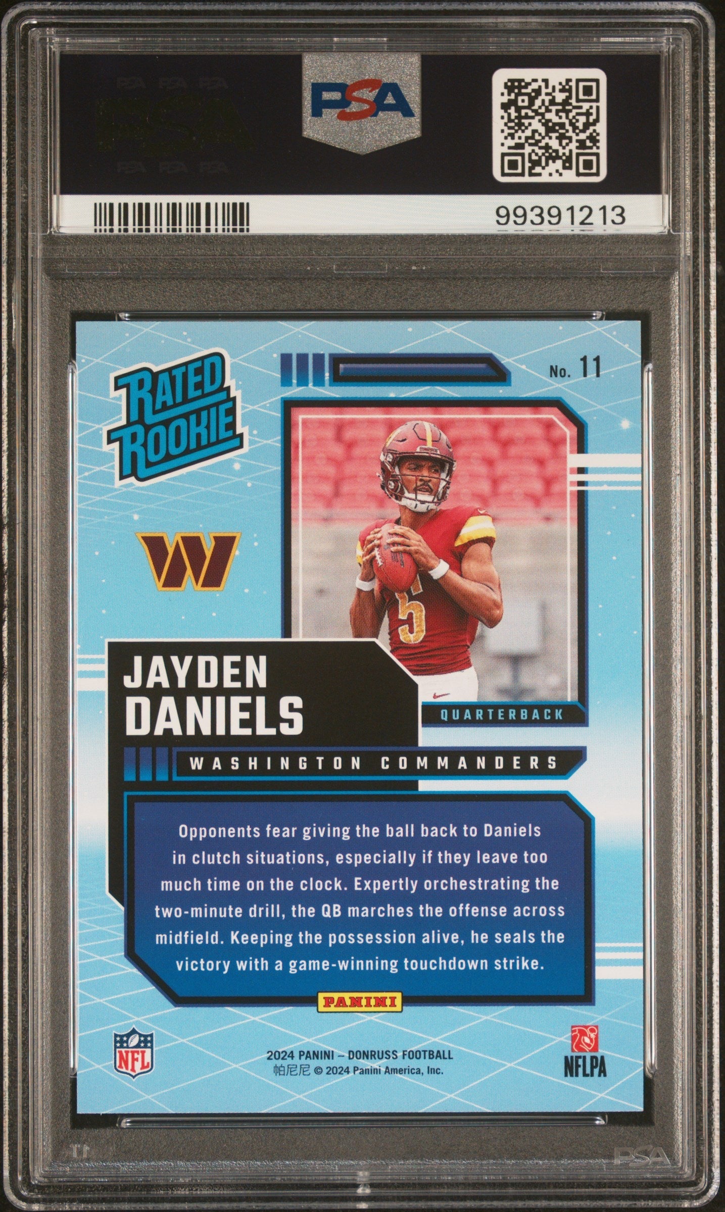 Graded 2024 Panini Donruss Jayden Daniels #11 Rated Rookies Retro Rookie RC Football Card PSA 10 Gem Mint