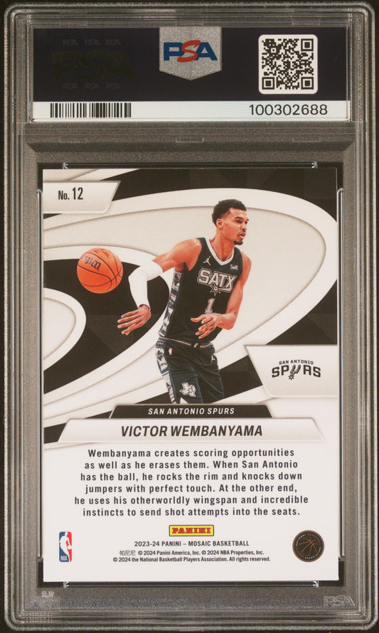 Graded 2023 Panini Mosaic Victor Wembanyama #12 Give and Go Rookie RC Basketball Card PSA 10 Gem Mint