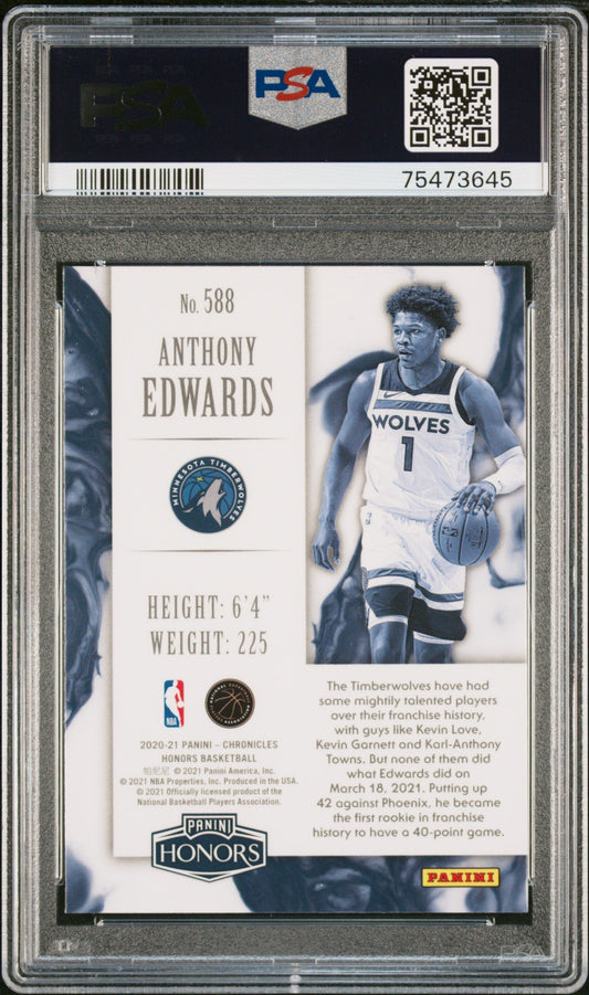 Graded 2020 Panini Chronicles Anthony Edwards #588 Rookie RC Basketball Card PSA 10 Gem Mint