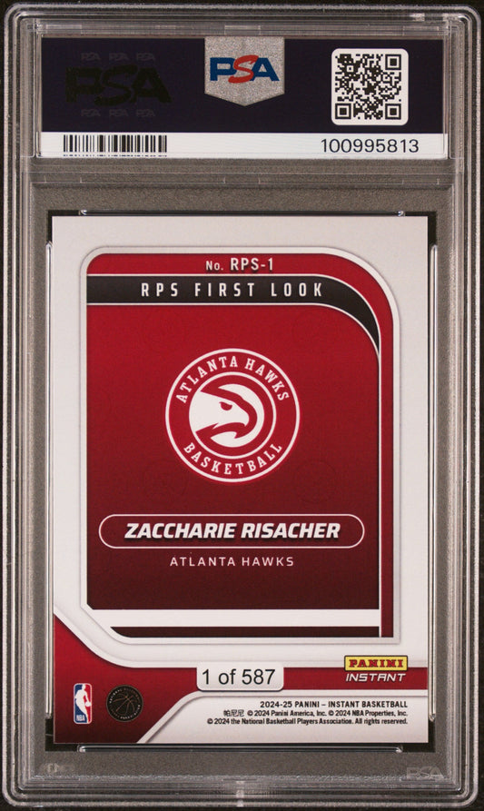 Graded 2024 Panini Instant NBA Zaccharie Risacher #1 RPS First Look Rookie RC Basketball Card PSA 10 Gem Mint