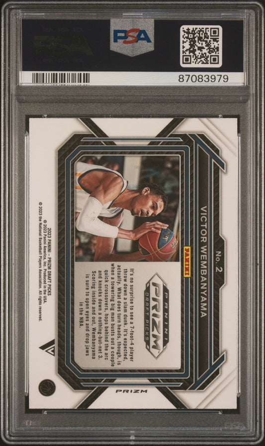 Graded 2023 Panini Prizm Draft Picks Victor Wembanyama #2 Variation Green Rookie RC Basketball Card PSA 10 Gem Mint