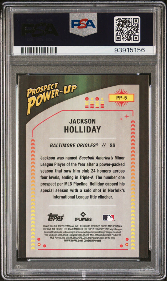 Graded 2024 Topps Bowman Jackson Holliday #PP5 Prospect Power Up Rookie RC Baseball Card PSA 10 Gem Mint
