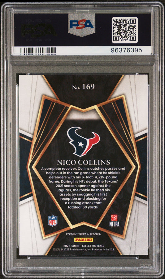 Graded 2021 Panini Select Nico Collins #169 Rookie RC Football Card PSA 10 Gem Mint