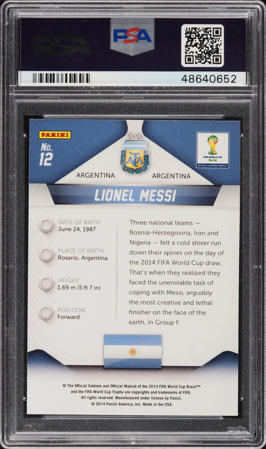 Graded 2014 Panini Prizm Lionel Messi #12 World Cup Soccer Card PSA 10 Gem Mint