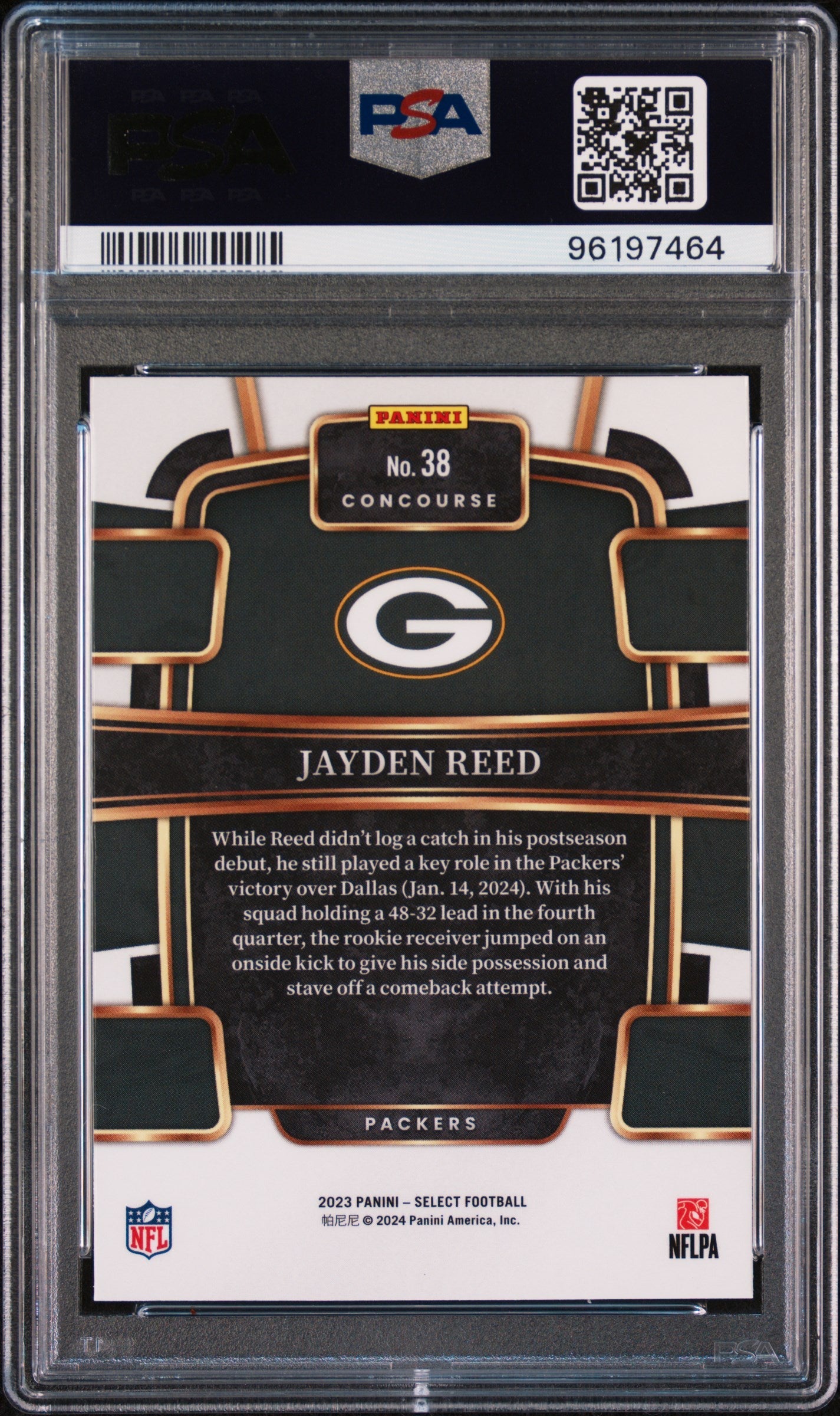 Graded 2023 Panini Select Jayden Reed #258 Rookie RC Football Card PSA 10 Gem Mint