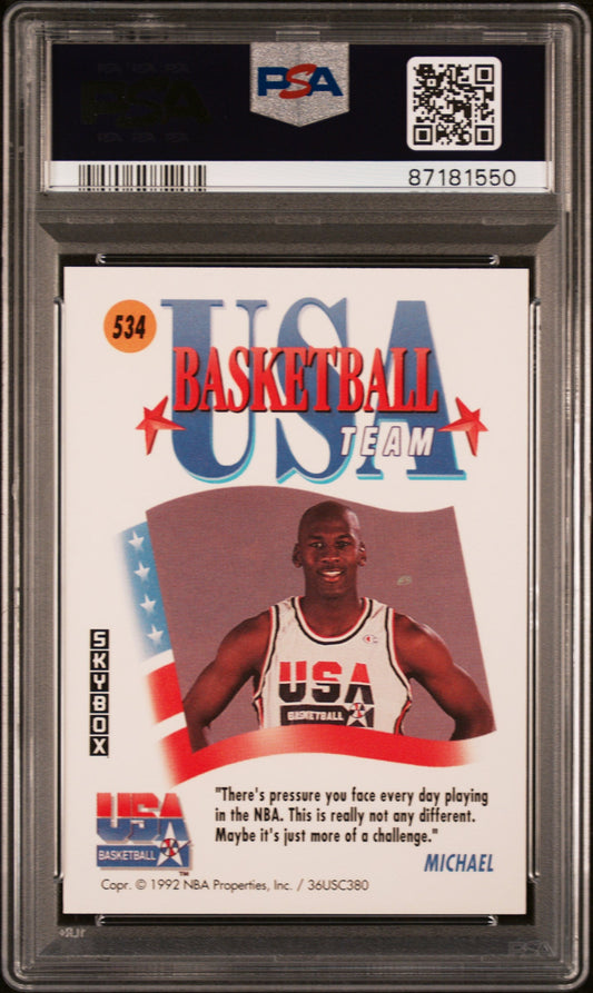 Graded 1991 Skybox Michael Jordan #534 USA Dream Team Basketball Card PSA 10 Gem Mint