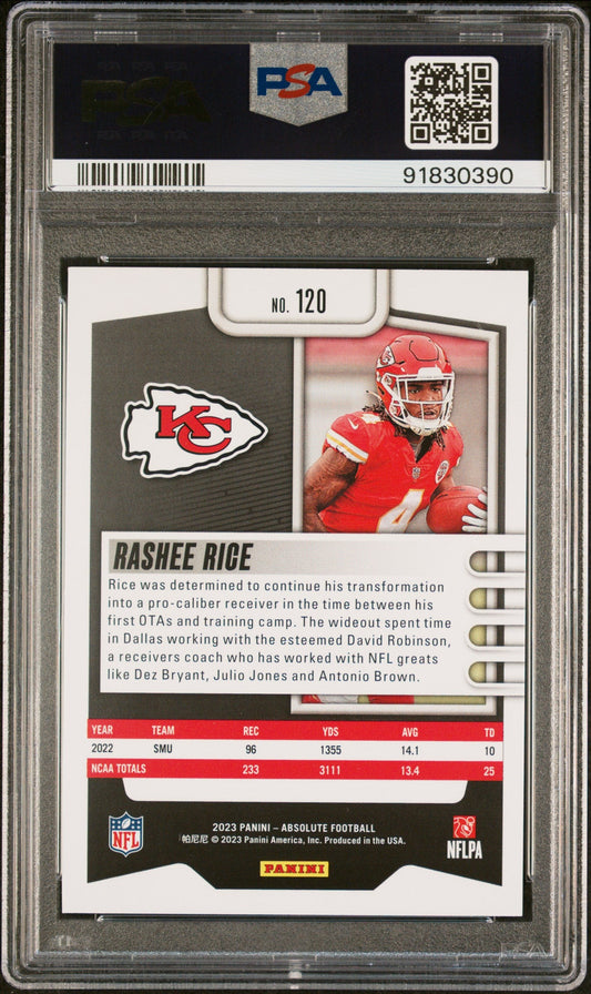 Graded 2023 Panini Absolute Rashee Rice #120 Rookie RC Football Card PSA 10 Gem Mint