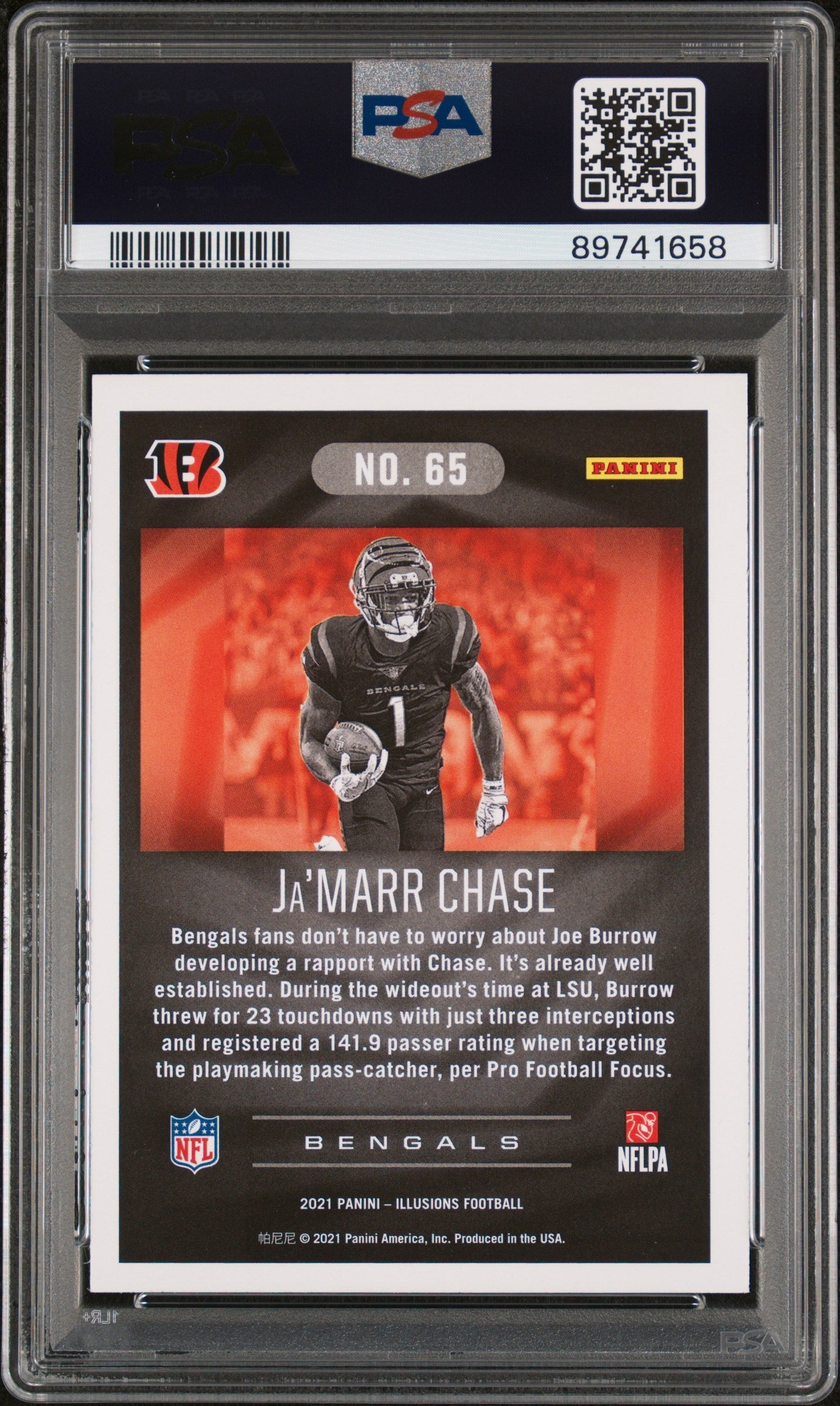 Graded 2021 Panini Illusions Ja'Marr Chase #65 Retail Rookie RC Football Card PSA 10 Gem Mint