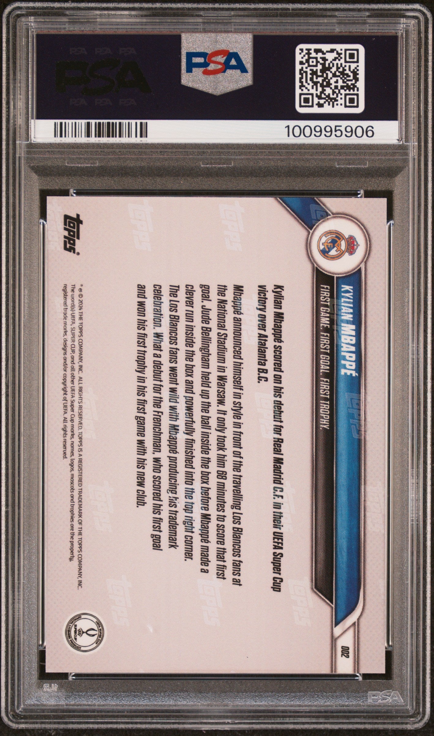 Graded 2024 Topps Now UEFA Champions League Kylian Mbappe #2 Soccer Card PSA 10 Gem Mint