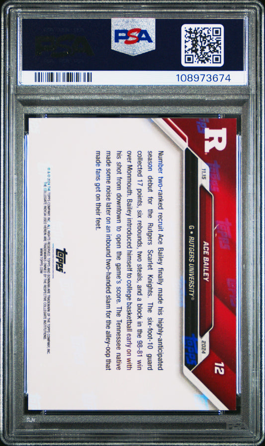 Graded 2024 Topps Bowman U Now Ace Bailey #12 Rookie RC Basketball Card PSA 10 Gem Mint