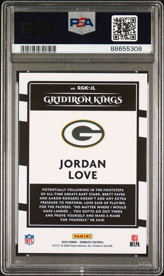 Graded 2020 Panini Donruss Jordan Love #RGKJL Rookie Gridiron Kings Rookie RC Football Card PSA 10 Gem Mint