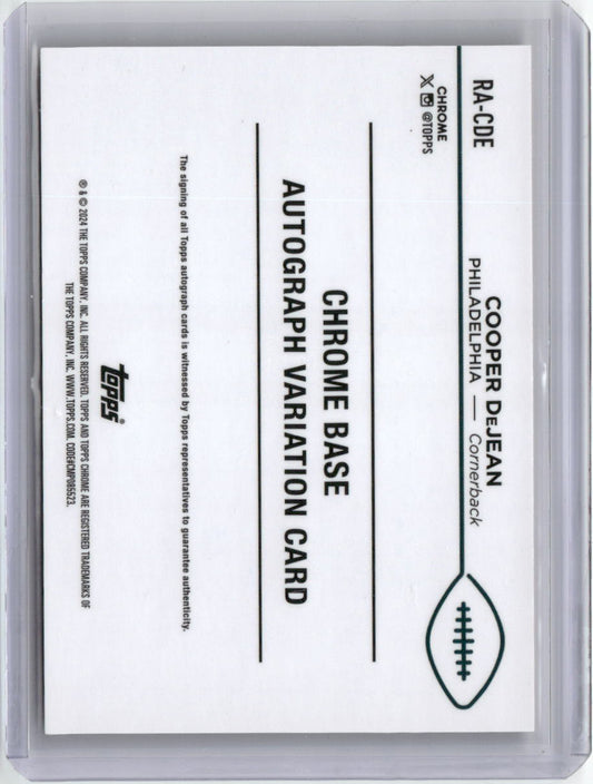 2024 Topps Chrome Gold Geometric Cooper DeJean #RA-CDE 50/50 Auto Rookie RC Football Card